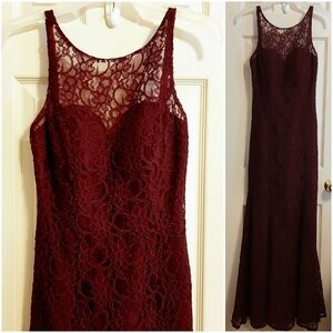 Burgundy Lace Prom dress